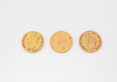 3 pièces de 40 francs or. 
Poids brut : 38,5...