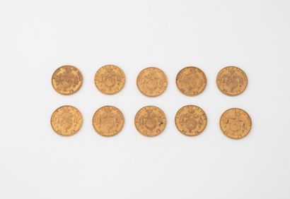 BELGIQUE
Lot de dix pièces 20 francs belges...