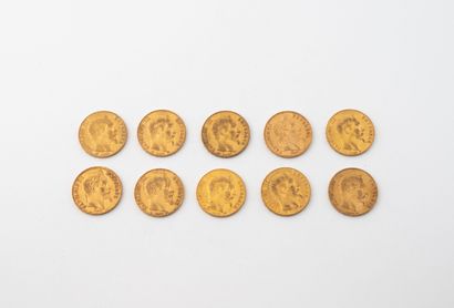 FRANCE
Lot de dix pièces de 20 francs or...
