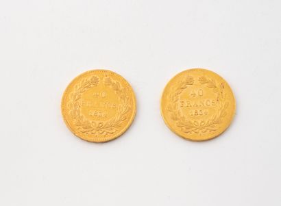 Two 40 franc gold coins, Louis-Philippe,...