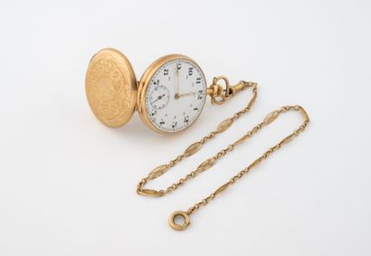 Yellow gold (750) gousset watch with chased...