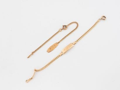 Lot of two yellow gold (750) birth bracelets...