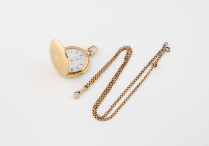 Yellow gold (585) watch chain with double...