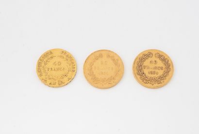 3 pièces de 40 francs or. 
Poids brut : 38,5...
