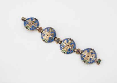 Silver bracelet (800) with large circular...