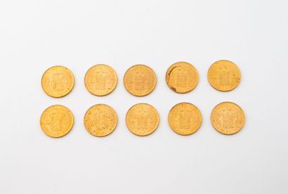 PAYS-BAS
Lot de dix pièces de 10 Ducats or....