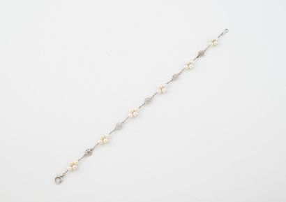 Bracelet en or gris (375), à maille fantaisie...