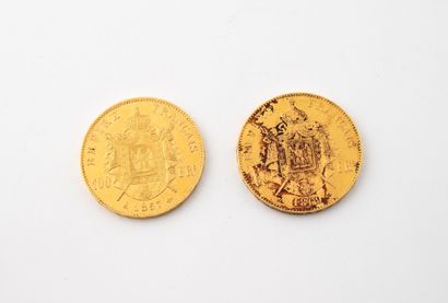 FRANCE
Lot de deux pièces de 100 francs or...