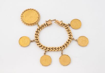 Gourmet bracelet in yellow gold (750) adorned...