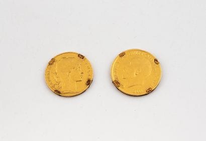 Lot comprenant un pièce de 20 francs or au...