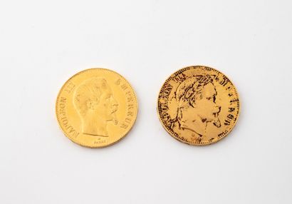 FRANCE
Lot de deux pièces de 100 francs or...