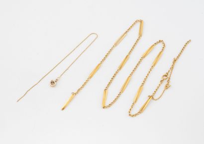 Yellow gold (750) chain with long, alternating...