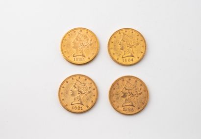 UNITED STATES
Lot of four 10 Dollars gold...
