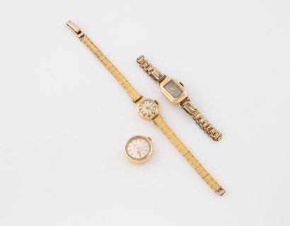 Lot of three ladies' watch cases in yellow...