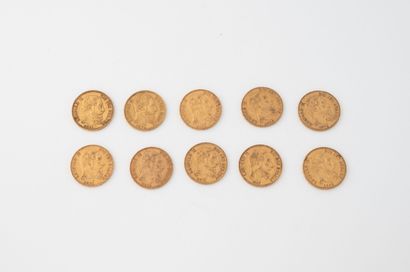 BELGIQUE
Lot de dix pièces 20 francs belges...