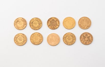 FRANCE ET RUSSIE
Lot de neuf pièces de 20...