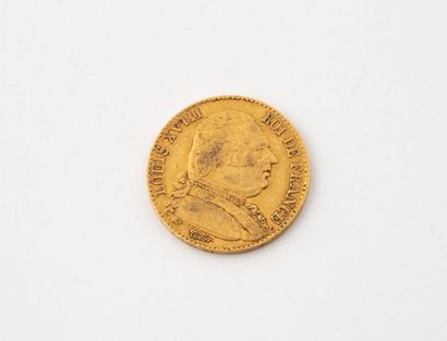 Pièce de 20 francs or, Louis XVIII tête nue,...