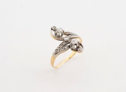 toi et moi ring in yellow gold (750) and...