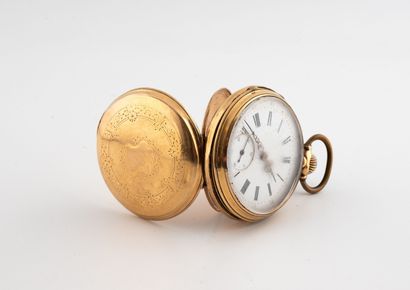 Pocket watch in yellow gold (750).
White...