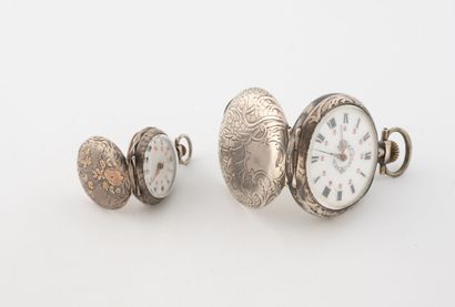 Silver gousset watch (800) 
White enameled...