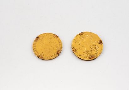 Lot comprenant un pièce de 20 francs or au...