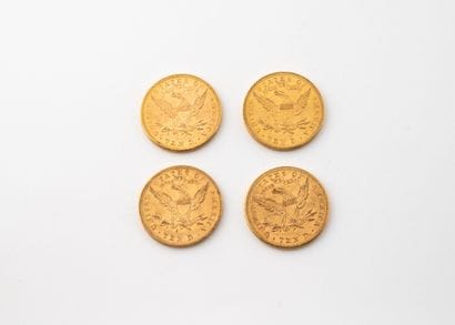 UNITED STATES
Lot of four 10 Dollars gold...