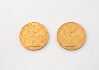Deux pièces de 100 francs or, Hercule, 1909...