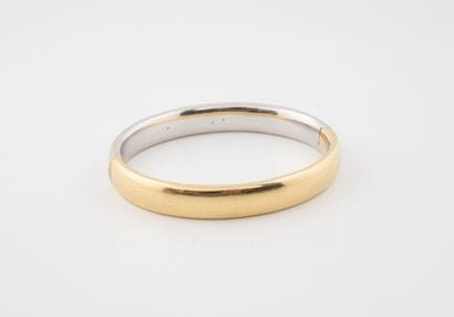 Bracelet jonc en or jaune et gris (750) semi...