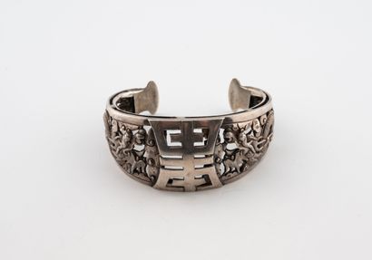 Openwork silver (800) bangle bracelet decorated...
