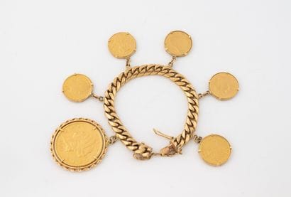 Gourmet bracelet in yellow gold (750) adorned...