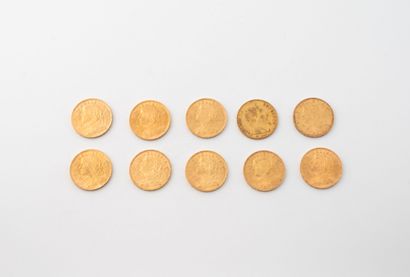 FRANCE
Lot of ten coins including: 
- Nine...