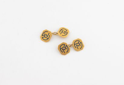 Paire de boutons de manchette en or jaune...