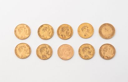 FRANCE ET RUSSIE
Lot de neuf pièces de 20...