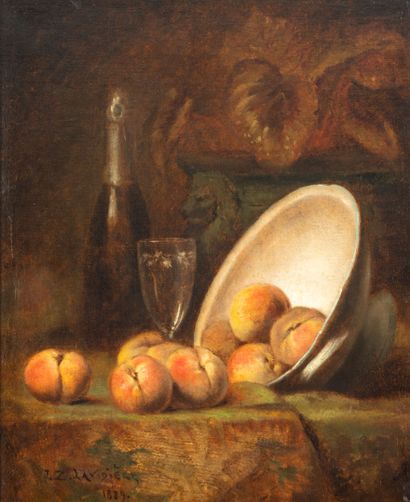 LAVIDIERE (XIXe)
Nature morte aux pêches,...