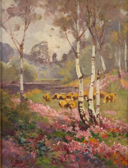 Edouard PAIL (1851-1916) 
Moutons et bosquet...