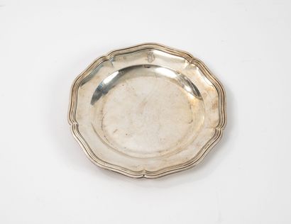Circular dish in silver (950), the edge with...