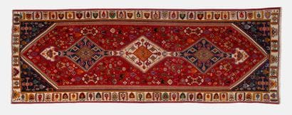 Polychrome wool gallery carpet with three...