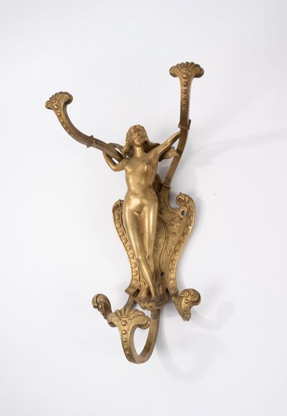 Art nouveau style coat rack with three gilt...