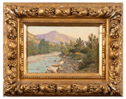 M. Olive (XIXe-XXe)
Paysage de rivière et...