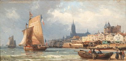 Charles KUWASSEG (1833-1904)
Vue de la plage...