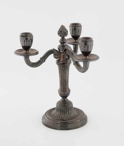 Silver (950) ballasted three-light candelabra...