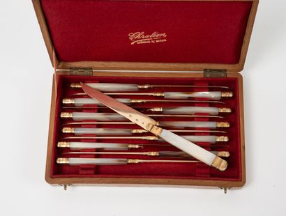 Beautiful set of twelve gilt silver (950)...