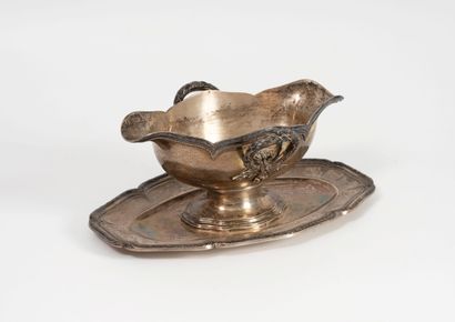 C. CHRISTOFLE 
Silver (950) two-spout sauceboat...