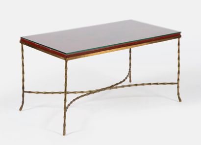Rectangular coffee table with bamboo-style...