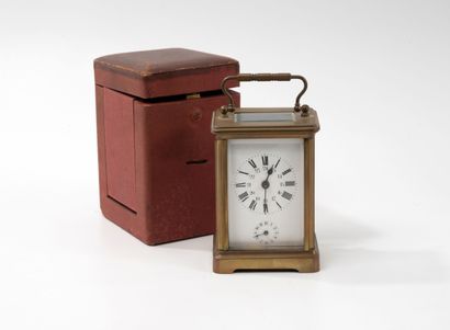 Officer's gilt brass cage clock in terminal...
