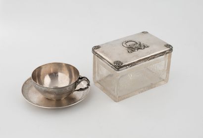 Silver lot (950) including :
- A cup and...