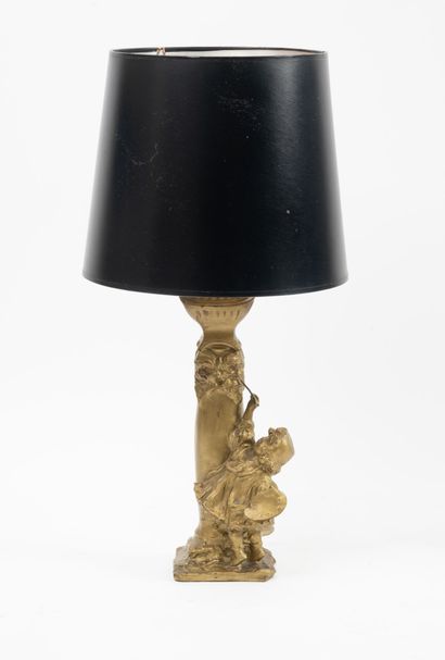 The young painter. 
Lamp base in gilded relacquered...