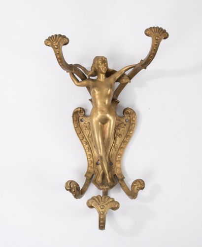 Art nouveau style coat rack with three gilt...