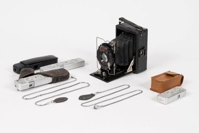Set of THREE miniature Minox spy cameras...