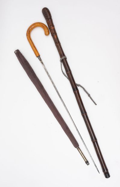 Lot: 
- A cane sword with straight grip....